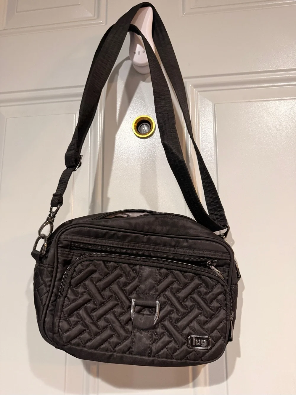 Lug Carousel Crossbody Bag Black Quilted Convertible Travel Organizer Purse